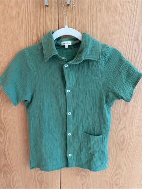 mabo kids 100% organic cotton Short-Sleeve Button-Up Shirt size 10/11